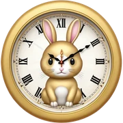 Gold bunny clock  sticker