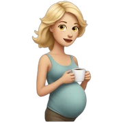 Pregnant white woman with coffee sticker