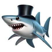 Shark with a top hat sticker