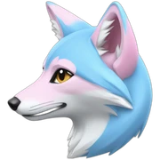half light blue half light pink fox sticker