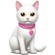 white cat with pink  sticker