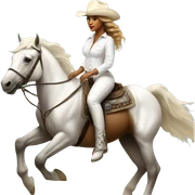 beyoncé wearing a white cowboy hat riding a white horse sticker
