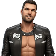 muscular man in leather jacket sticker