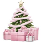 Light pink Christmas gifts under a white Christmas tree  sticker