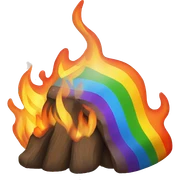 fire with a rainbow color sticker