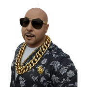 bald man with gold chain sticker