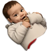 child on bed with pillow sticker