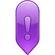 A 2D purple “!” exclamation mark symbol sticker