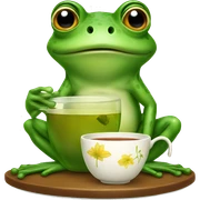 Frog with tea sticker
