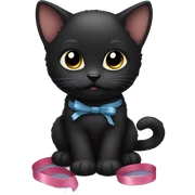 black kitten with ribbons sticker