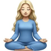 White girl meditating wearing blue sticker