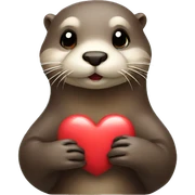 Otter holding heart sticker