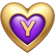 The golden Letter “y” inside a Purple Heart sticker