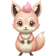 Pastel Pink-Peach Soft-Cream Rosy-Glossed Cute Round Meloetta-Trico-hybrid-animal-creature (full body) sticker