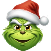 Grinch wearing a Santa hat and smiling  sticker