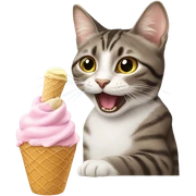 Cat eating ice cream sticker
