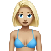Blonde girl blue eyes bikini top sticker