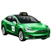 green tesla taxi car sticker