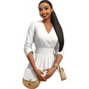smiling girl in white dress sticker
