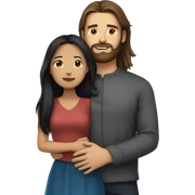 Beautiful white man with dark brown long hair with beard hugging a Filipino girl with brown skin and long straight black hair  sticker