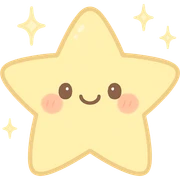 cute smiling star with rosy cheeks and sparkles, pastel yellow, kawaii style sticker