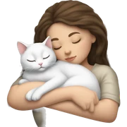 White kitty sleeping on brunette white girl's lap sticker