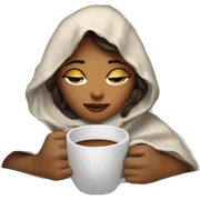 girl inside a blanket sipping coffee eyes closed sticker