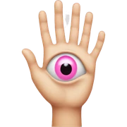 Hand with a pink eye on the palm sticker