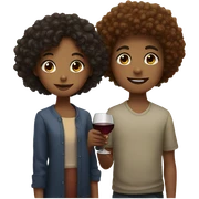 Girl with freckles and curly hair and a boy drink wine   sticker
