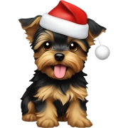 small yorkie puppy wearing a santa hat and sticking tongue out sticker