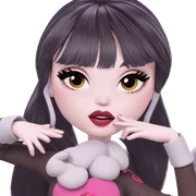 black haired girl with heart sticker