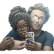 boy with glasses holding phone sticker