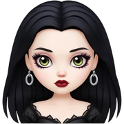 pretty bratz baddie, pale skin, black hair, gothic style sticker
