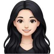 black long hair girl with soft makeup, smiling sticker