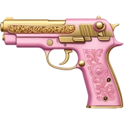 pink and gold gun sticker