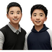 two boys smiling indoors sticker