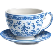 blue and white teacup sticker