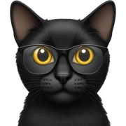 Black cat with glasses  sticker
