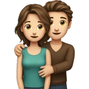 Brown hair Boy and brown hair girl cuddling sticker