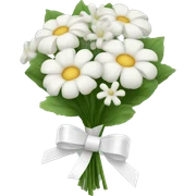 bouquet of white flowers with a white ribbon tied in a bow on the stems sticker