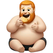 A fat ginger man eating sticker