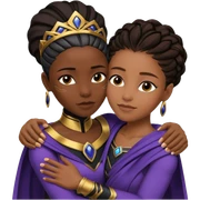 58 year old wakandan queen hugging 18 year old princess Shuri  sticker