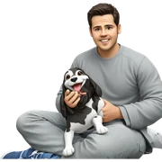 smiling boy holding animal outdoors sticker