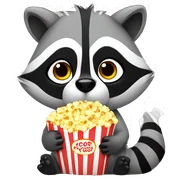 Raccoon eating popcorn sticker