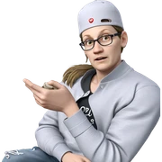 boy in baseball cap looking sticker
