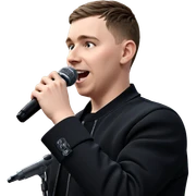 boy in black jacket singing sticker