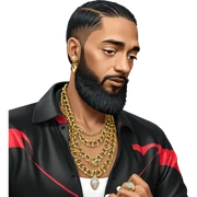 male portrait with jewelry sticker