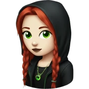 Goth girl with red hair and green eyes sticker