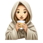 White girl inside a blanket sipping coffee eyes closed sticker