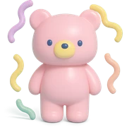 bear with swirly streamers around in vinyl figure style sticker